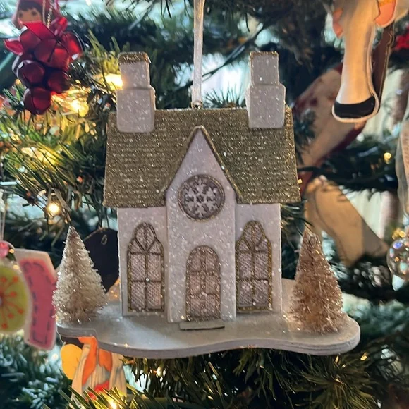 Light Up Christmas Tree Ornament Glitter House - Picture 10 of 10